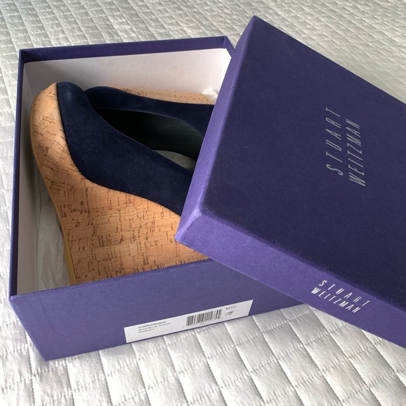 Stuart Weitzman Corkswoon Wedge Pump, Nice Blue, 10M US - Picture 5 of 13